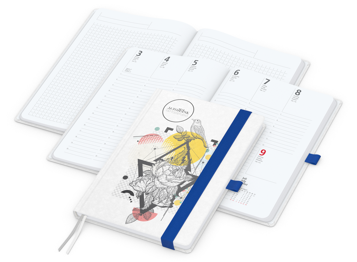 Wochenkalender vorne + Notizen hinten Match-Hybrid Papier-Hardcover