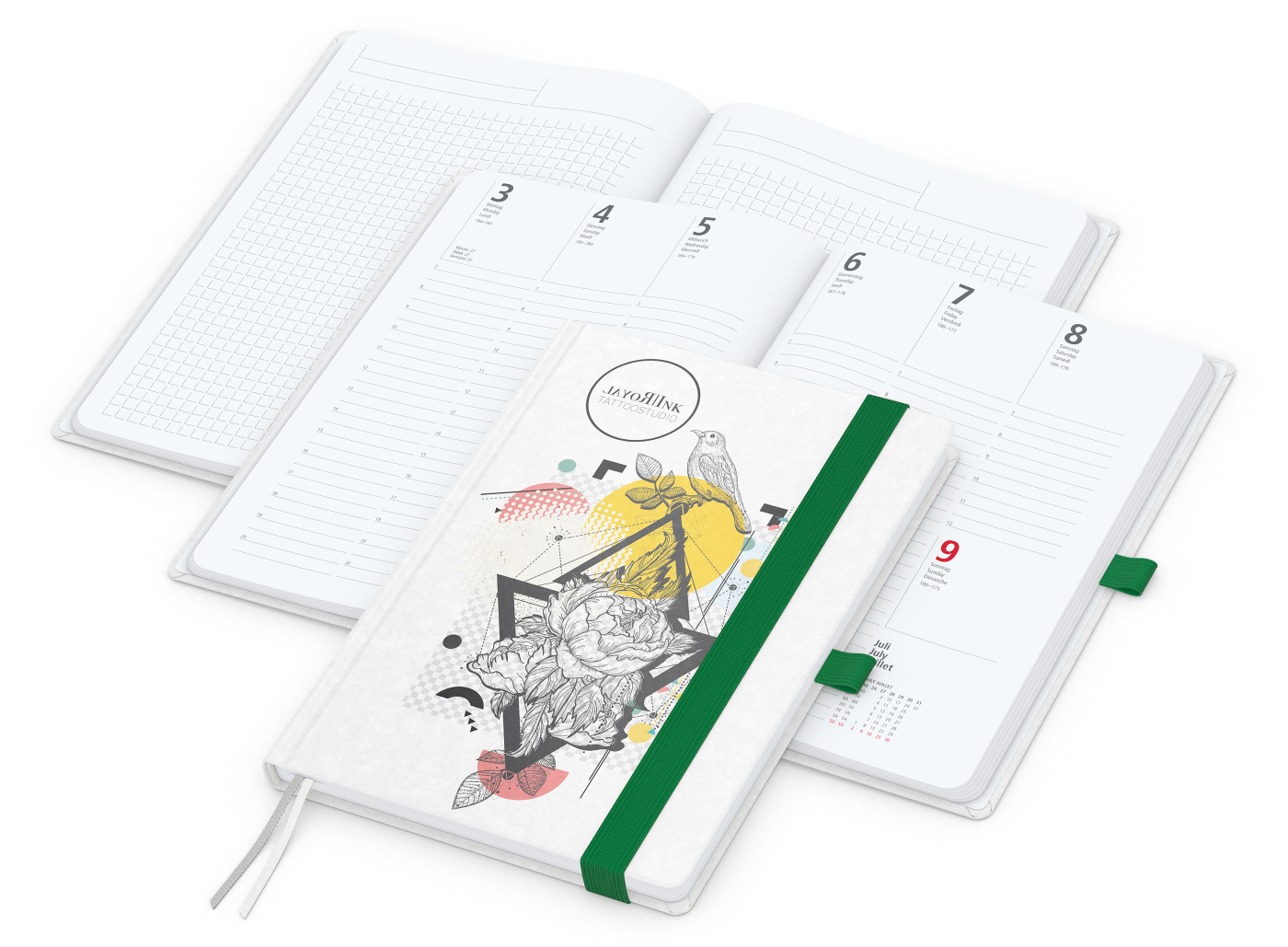 Wochenkalender vorne + Notizen hinten Match-Hybrid Papier-Hardcover