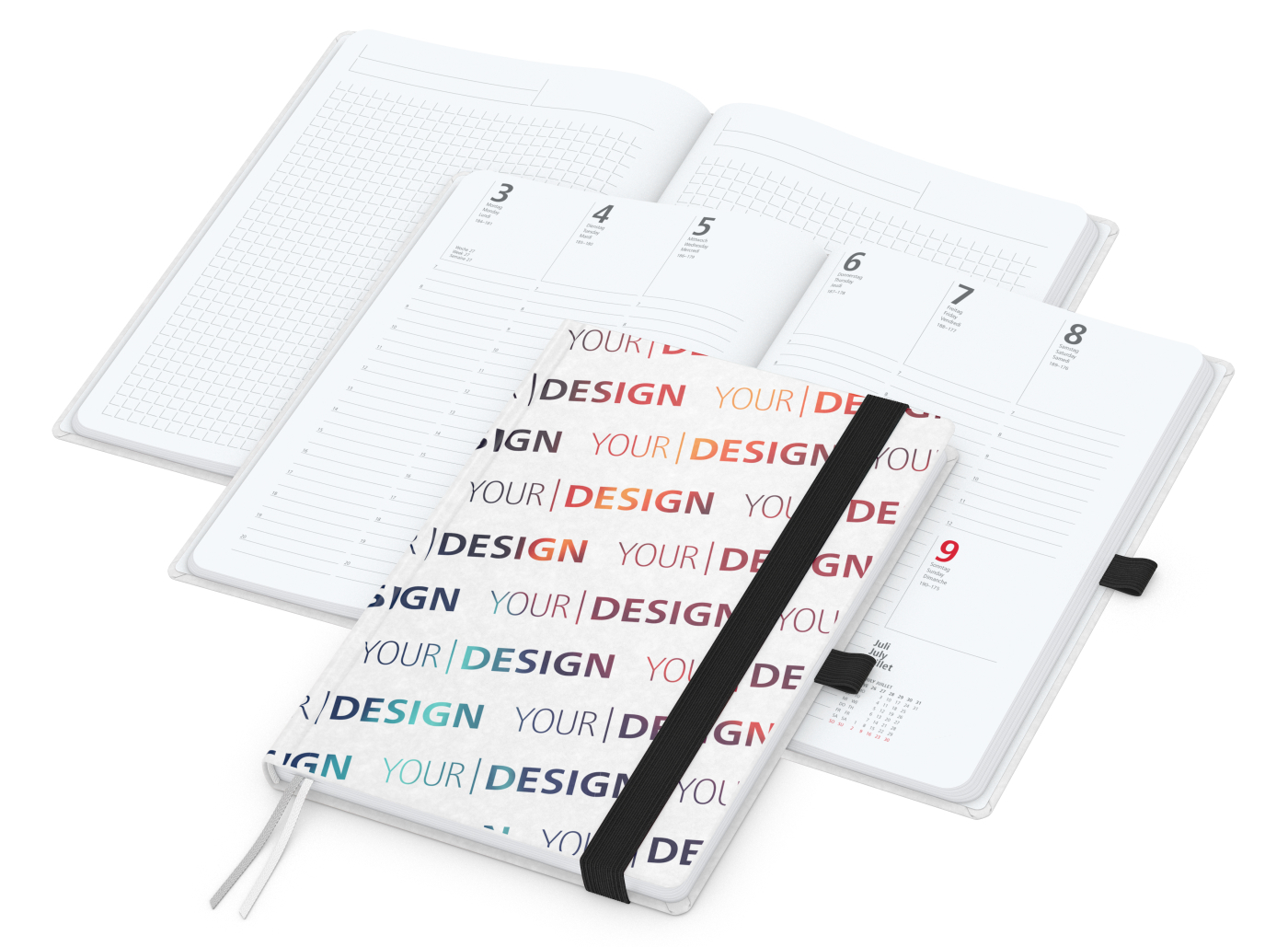 Wochenkalender vorne + Notizen hinten Match-Hybrid Papier-Hardcover