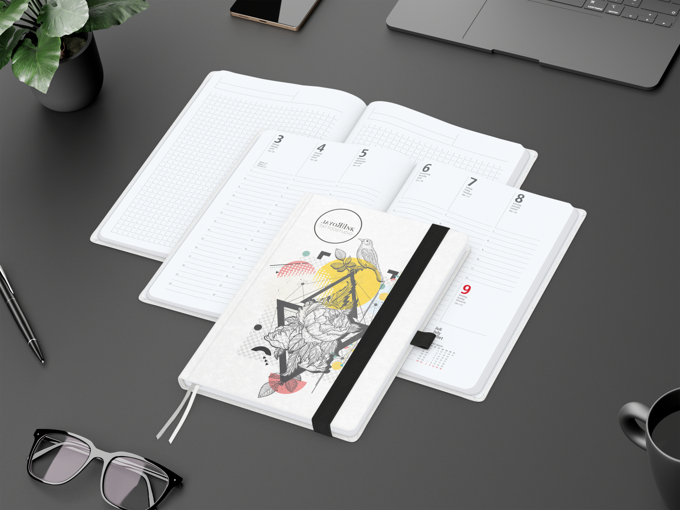 Wochenkalender vorne + Notizen hinten Match-Hybrid Papier-Hardcover