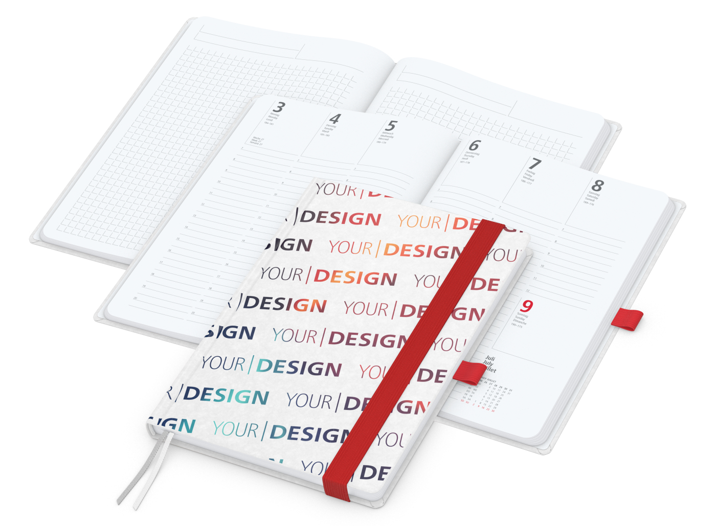 Wochenkalender vorne + Notizen hinten Match-Hybrid Papier-Hardcover