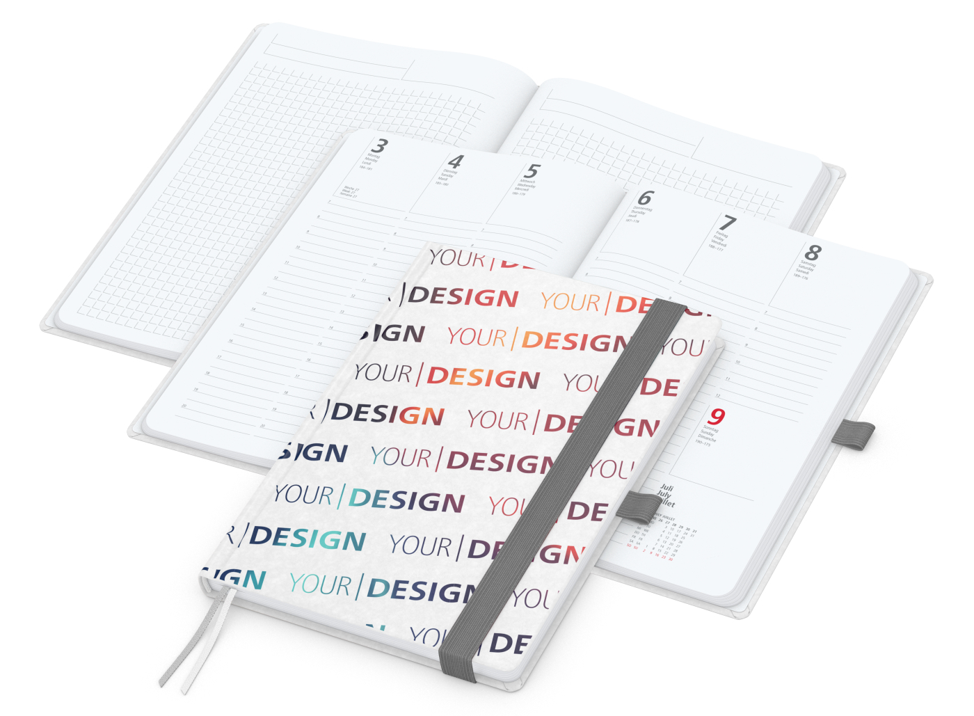 Wochenkalender vorne + Notizen hinten Match-Hybrid Papier-Hardcover