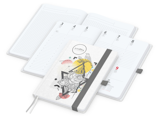 Wochenkalender vorne + Notizen hinten Match-Hybrid Papier-Hardcover