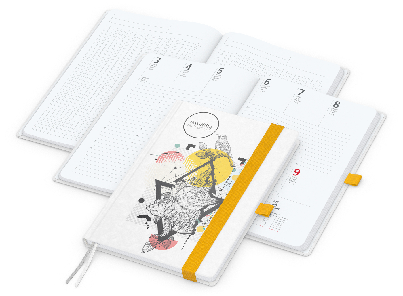 Wochenkalender vorne + Notizen hinten Match-Hybrid Papier-Hardcover