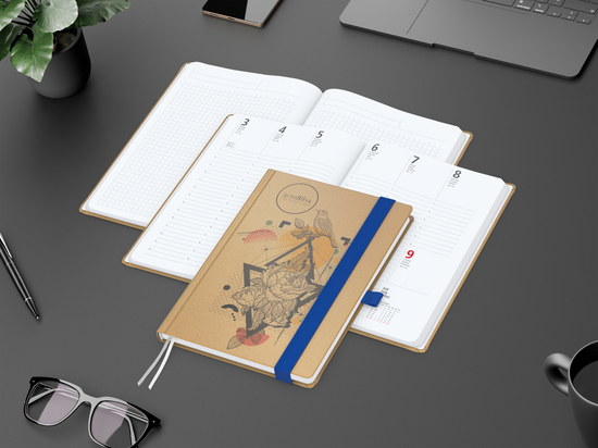 Wochenkalender vorne + Notizen hinten Match-Hybrid Papier-Hardcover