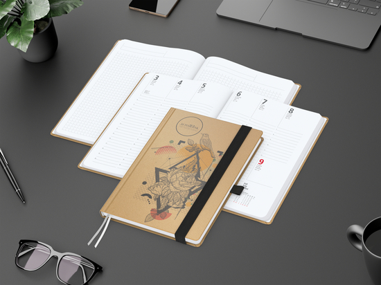 Wochenkalender vorne + Notizen hinten Match-Hybrid Papier-Hardcover