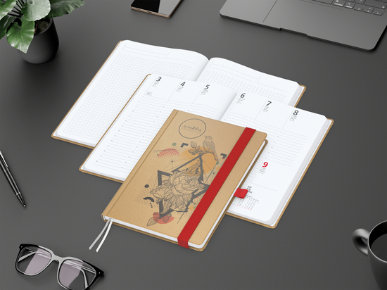 Wochenkalender vorne + Notizen hinten Match-Hybrid Papier-Hardcover