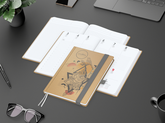 Wochenkalender vorne + Notizen hinten Match-Hybrid Papier-Hardcover