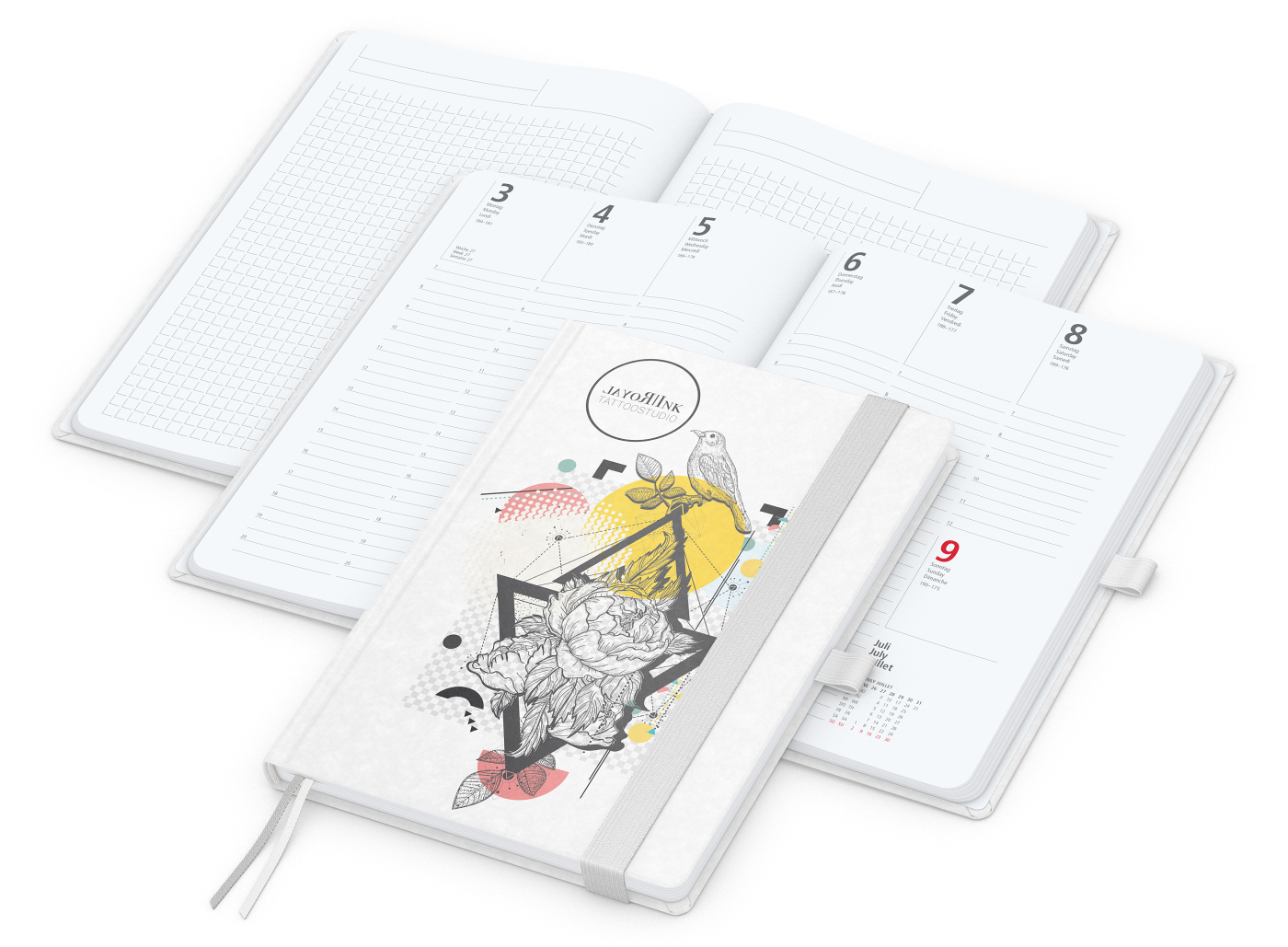 Wochenkalender vorne + Notizen hinten Match-Hybrid Papier-Hardcover