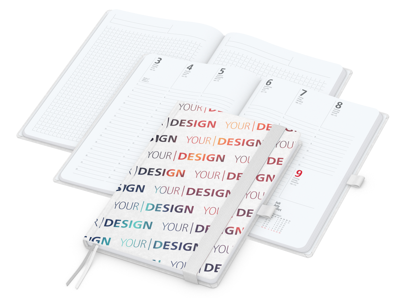 Wochenkalender vorne + Notizen hinten Match-Hybrid Papier-Hardcover