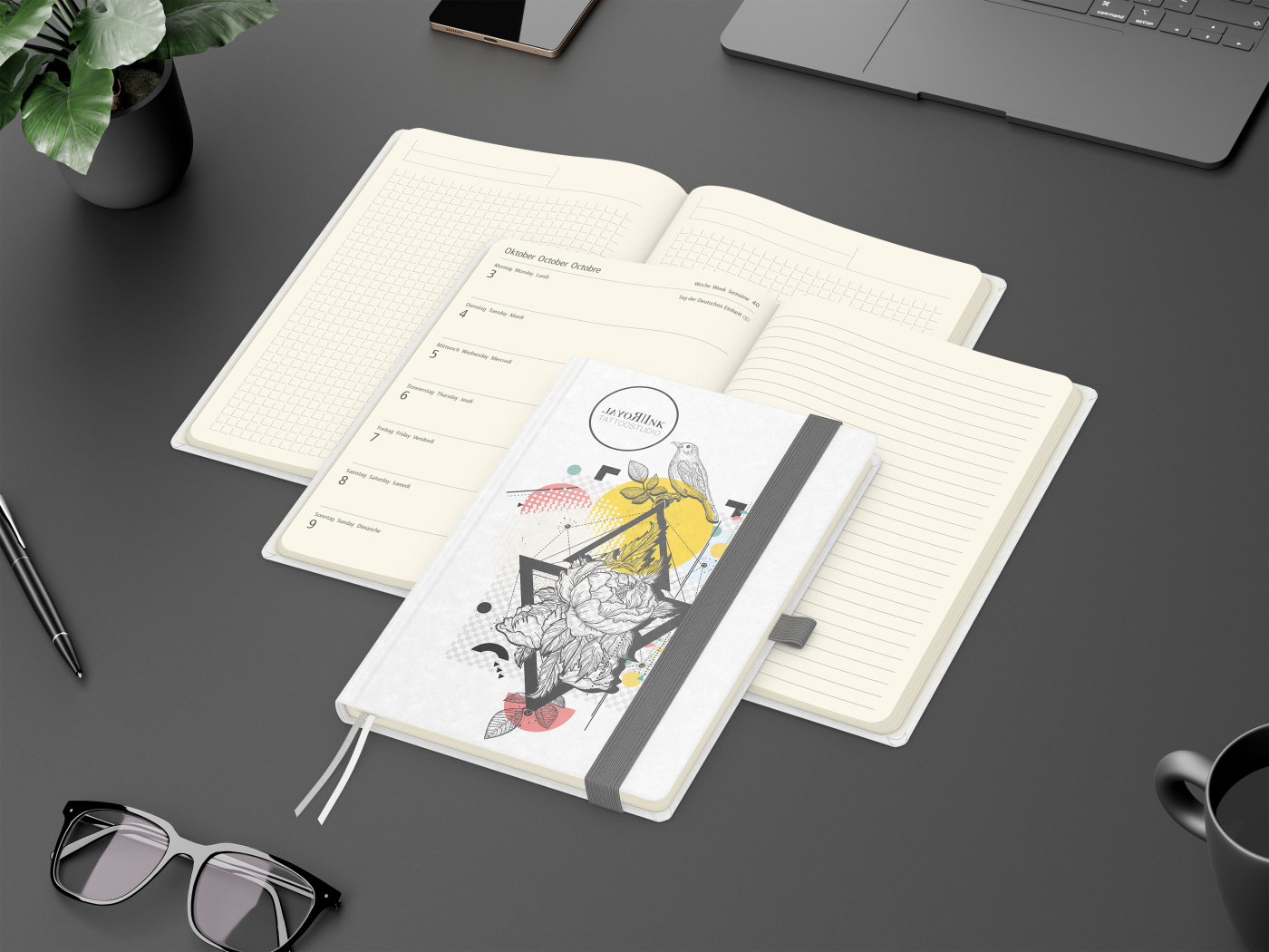 Wochenkalender links + Notizen rechts Match-Hybrid Papier-Hardcover A5