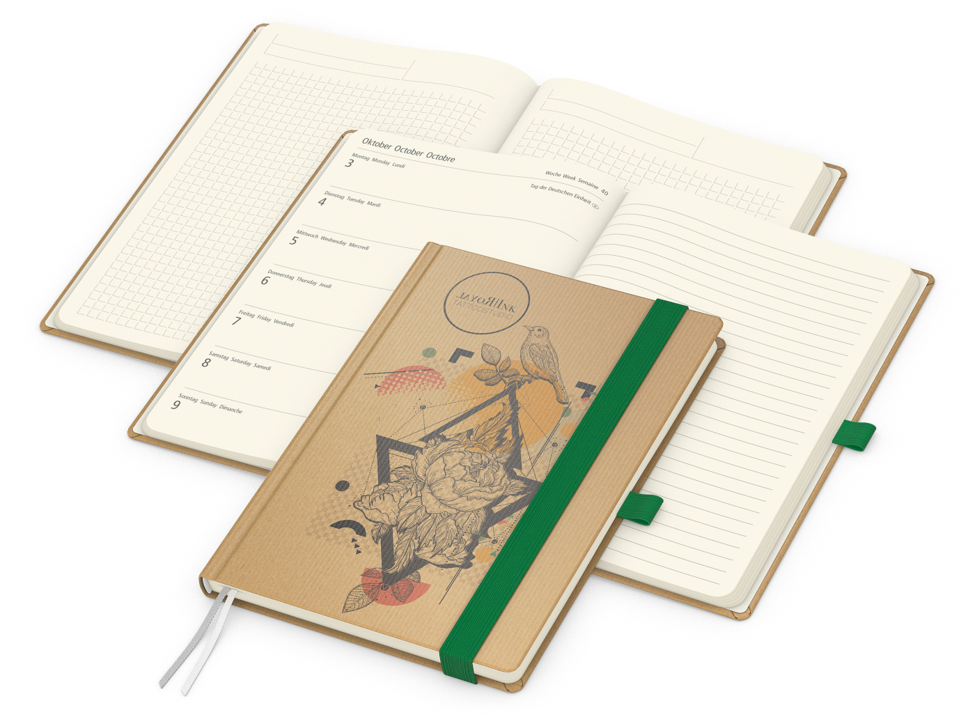 Wochenkalender links + Notizen rechts Match-Hybrid Papier-Hardcover A5