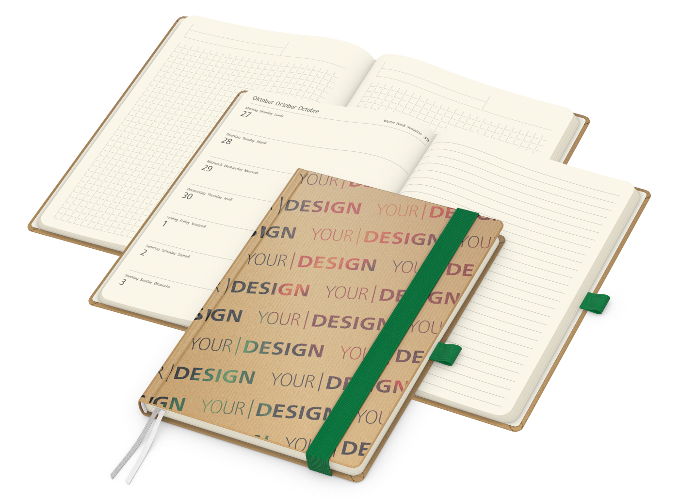 Wochenkalender links + Notizen rechts Match-Hybrid Papier-Hardcover A5