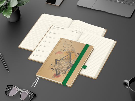 Wochenkalender links + Notizen rechts Match-Hybrid Papier-Hardcover A5
