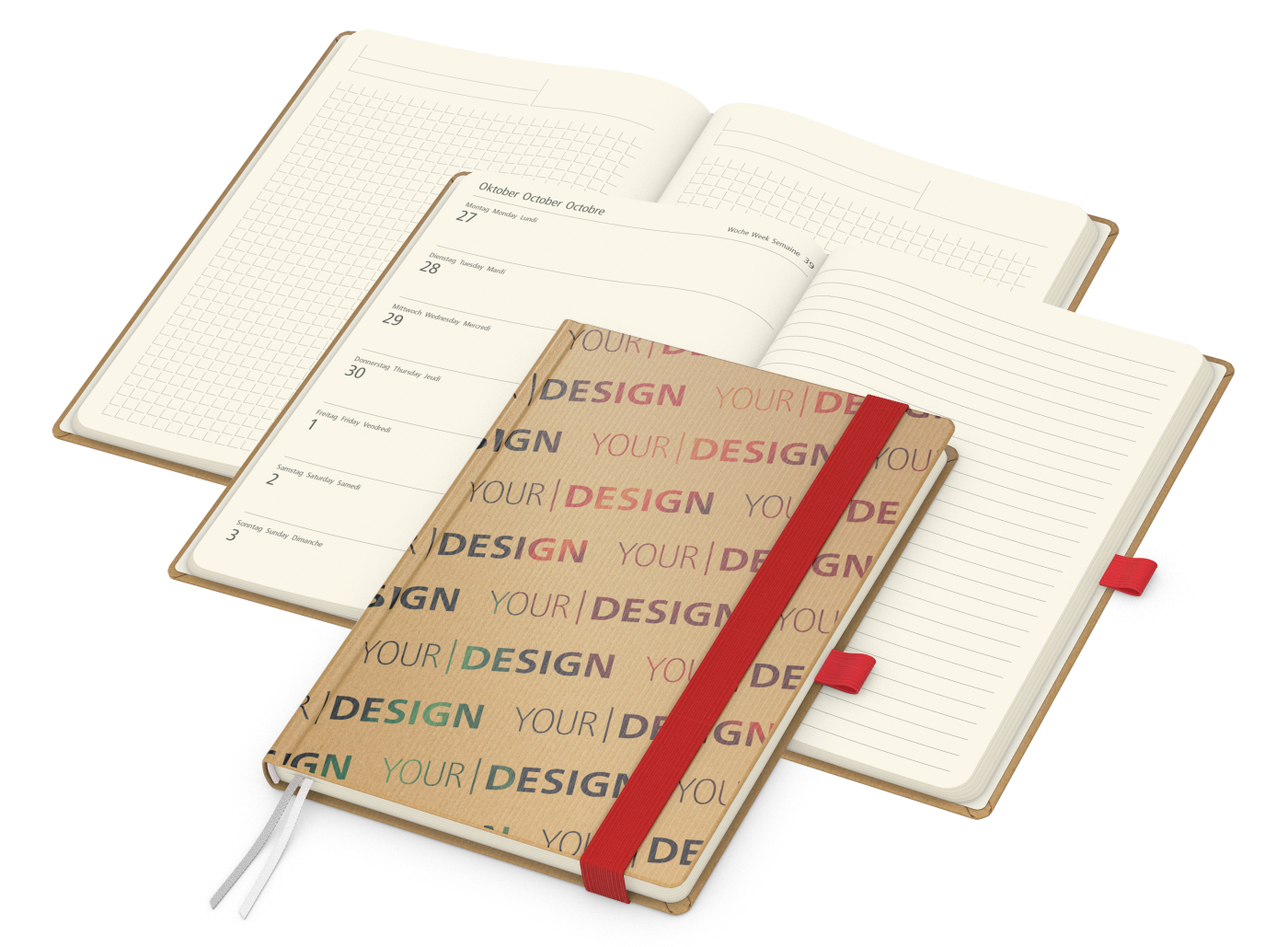 Wochenkalender links + Notizen rechts Match-Hybrid Papier-Hardcover A5