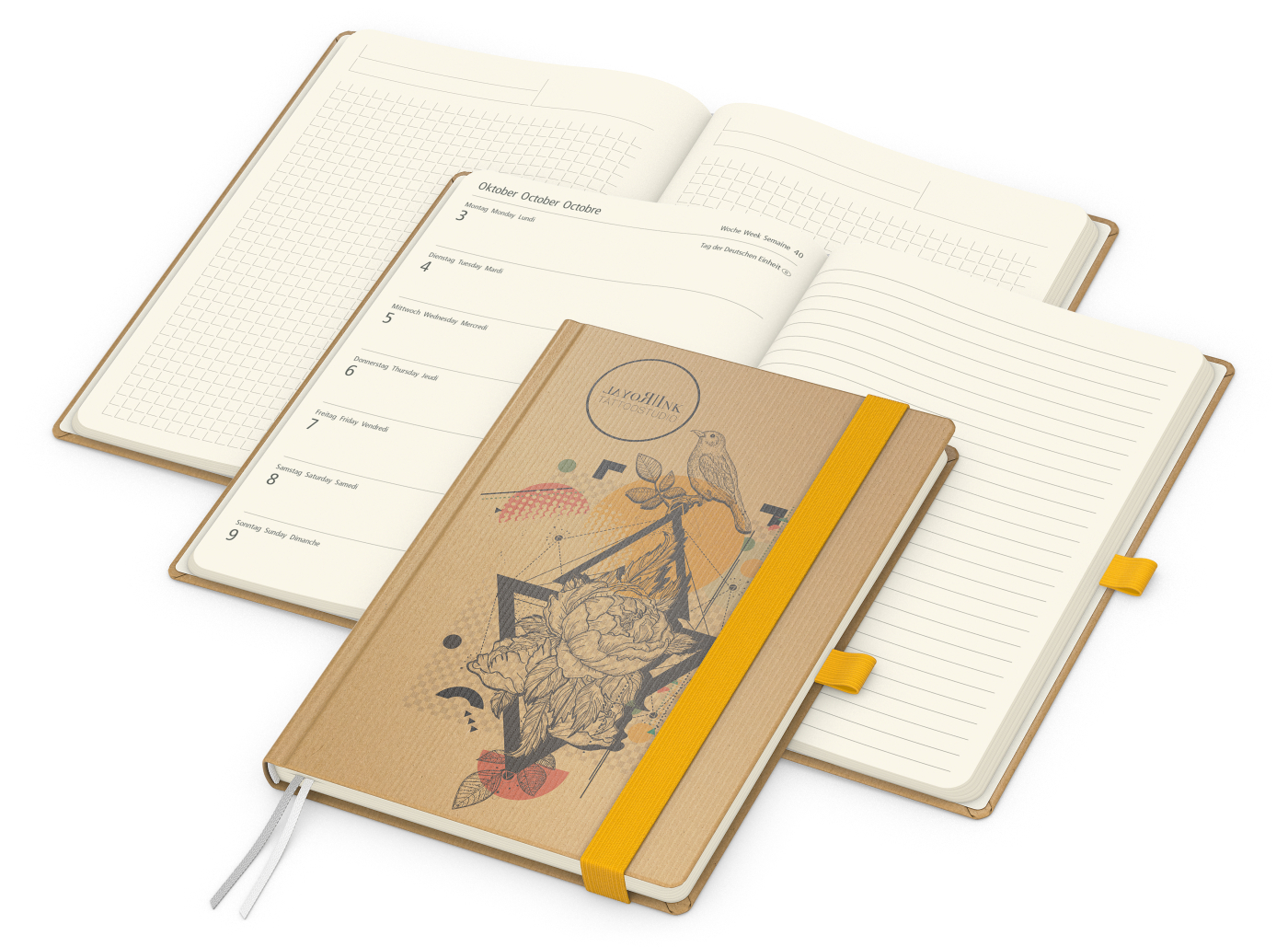 Wochenkalender links + Notizen rechts Match-Hybrid Papier-Hardcover A5