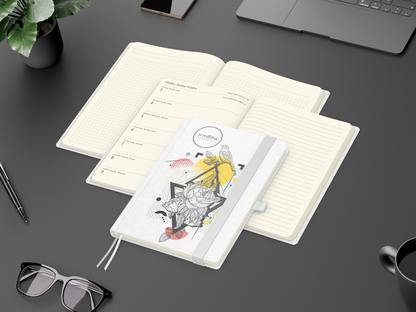 Wochenkalender links + Notizen rechts Match-Hybrid Papier-Hardcover A5