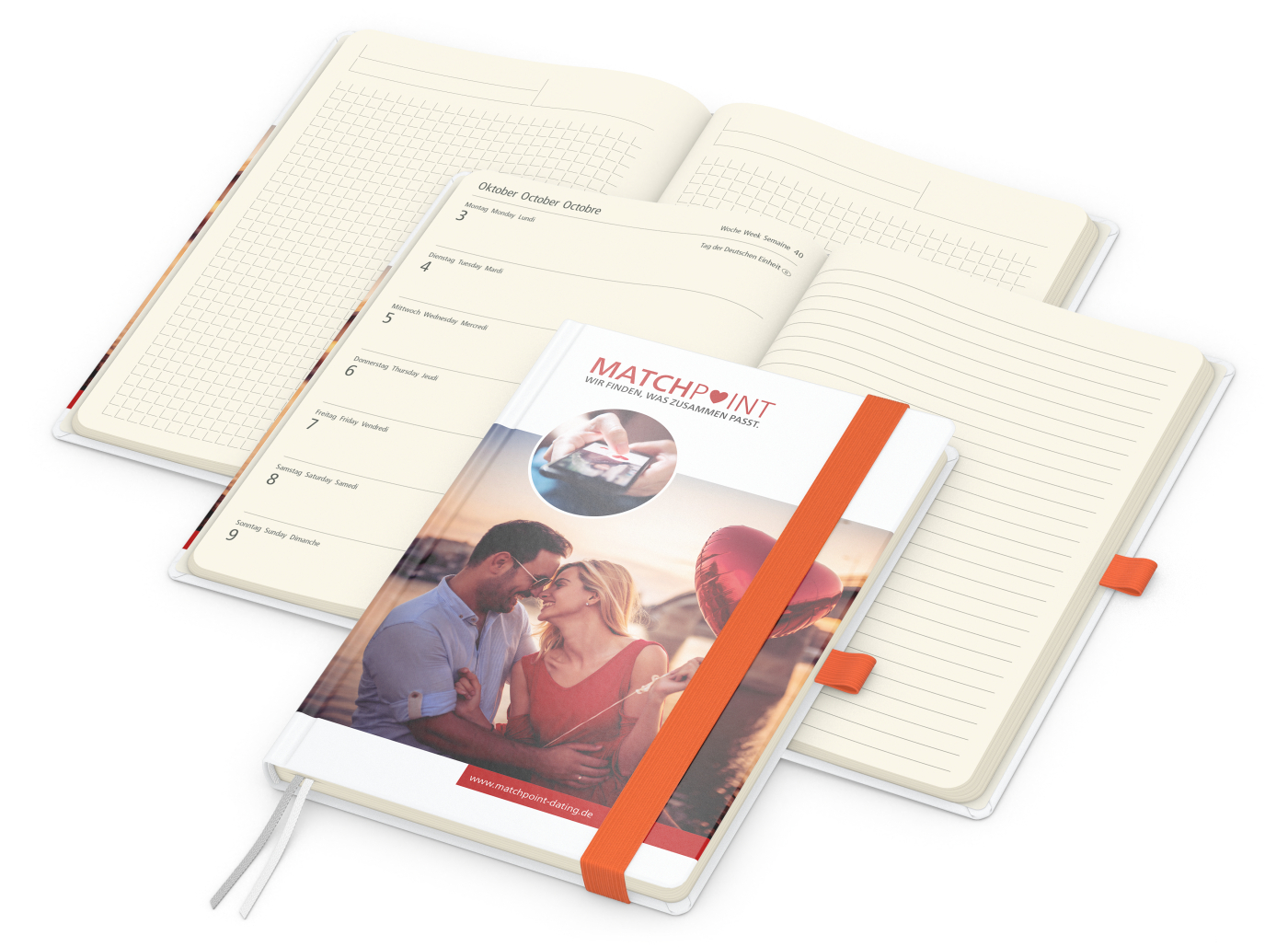 Wochenkalender links + Notizen rechts Match-Hybrid Papier-Hardcover A5