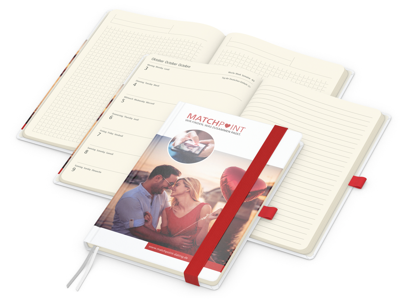 Wochenkalender links + Notizen rechts Match-Hybrid Papier-Hardcover A5