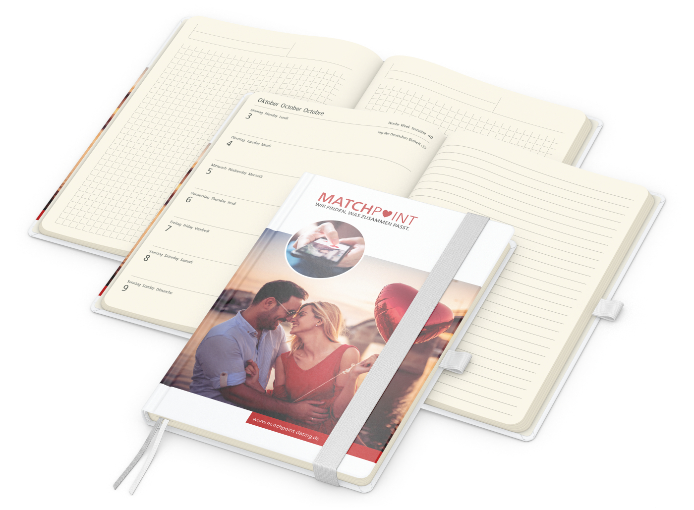 Wochenkalender links + Notizen rechts Match-Hybrid Papier-Hardcover A5