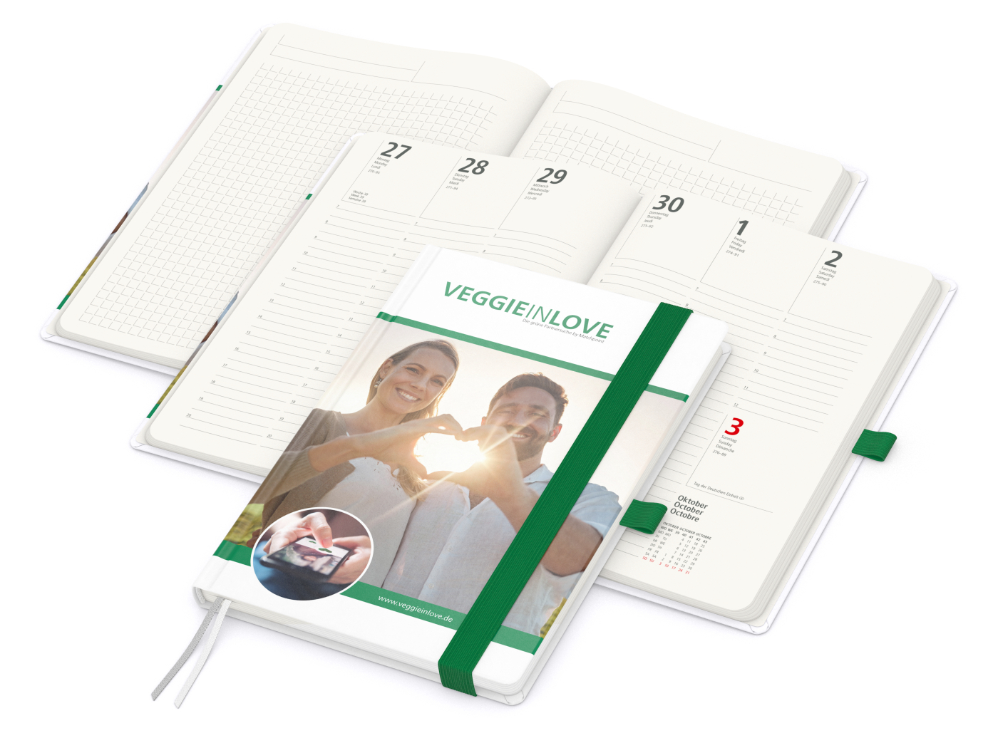 Wochenkalender vorne + Notizen hinten Match-Hybrid RECYCLING Papier-Hardcover A5