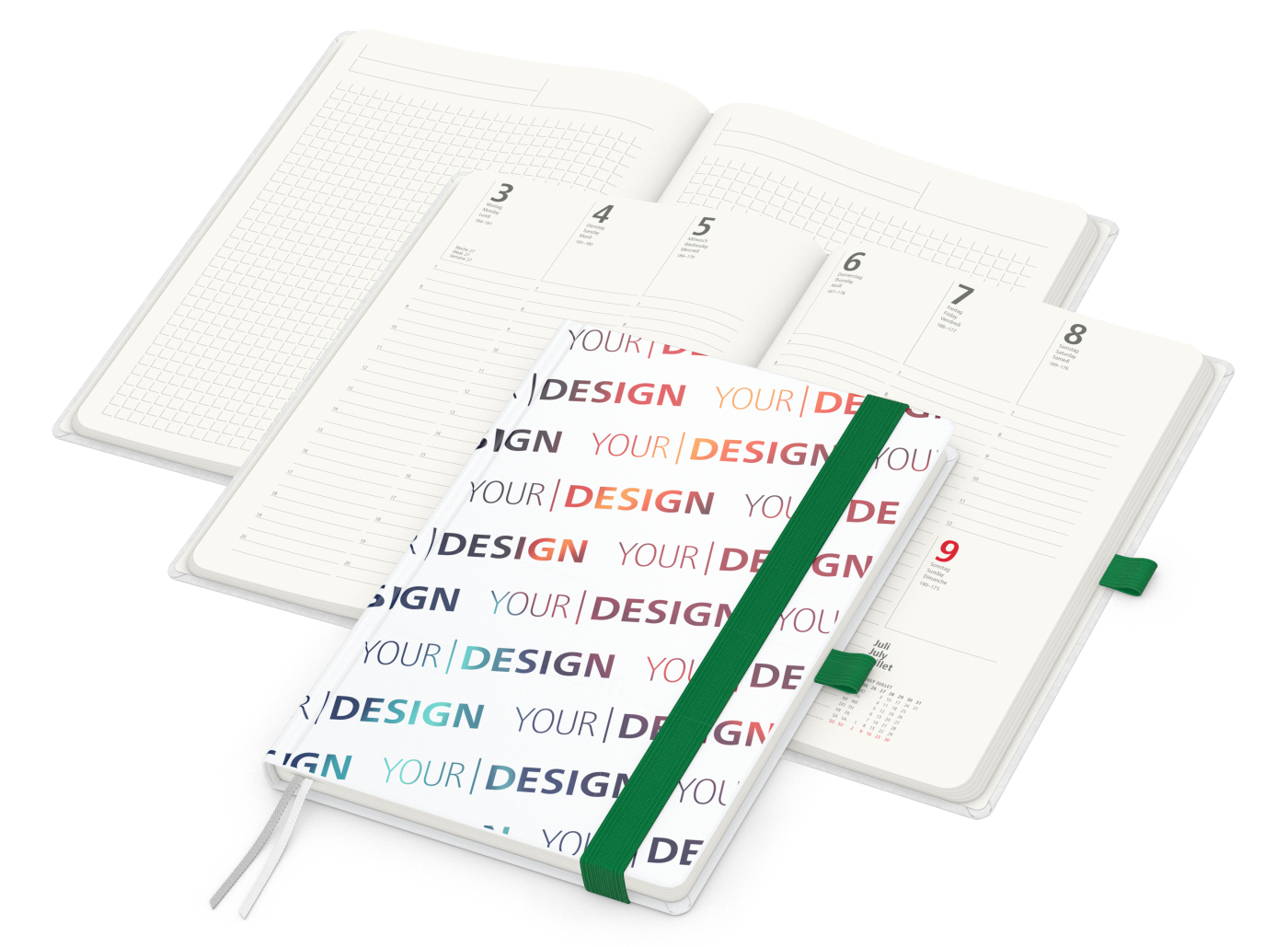 Wochenkalender vorne + Notizen hinten Match-Hybrid RECYCLING Papier-Hardcover A5