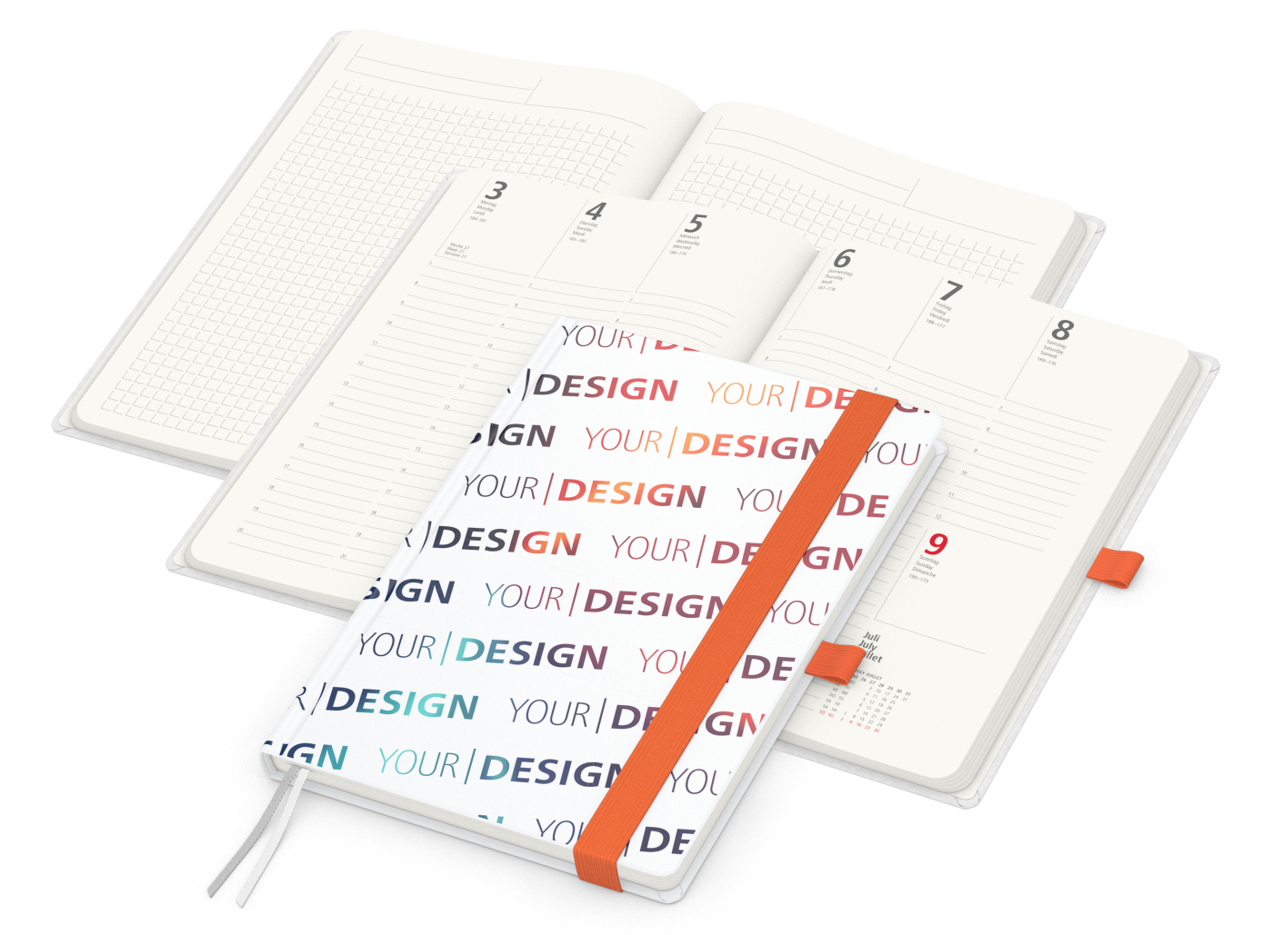 Wochenkalender vorne + Notizen hinten Match-Hybrid RECYCLING Papier-Hardcover A5