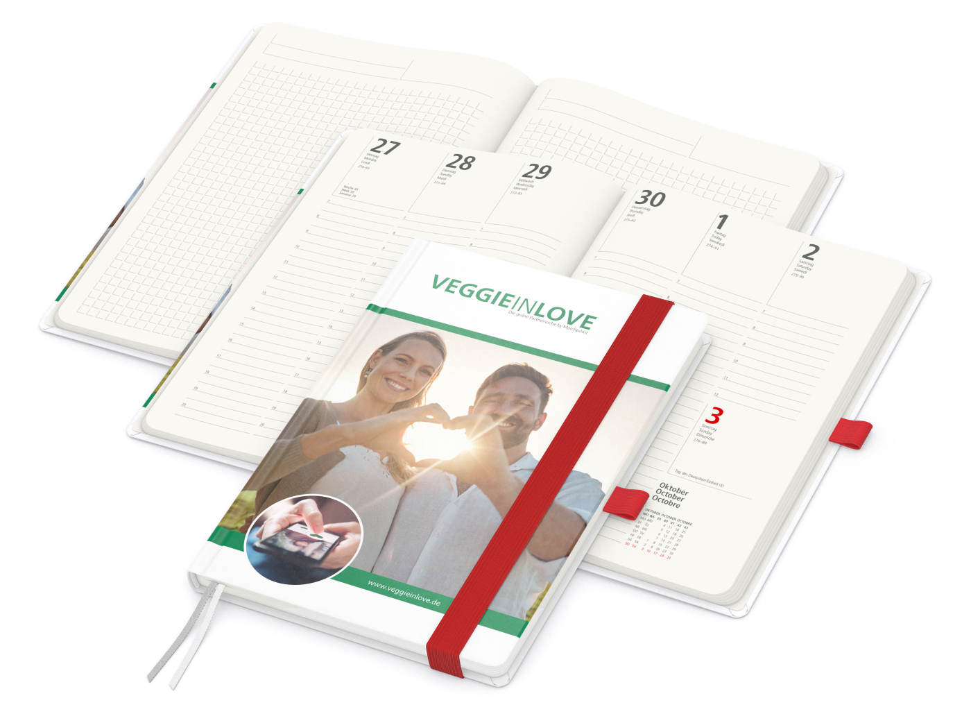 Wochenkalender vorne + Notizen hinten Match-Hybrid RECYCLING Papier-Hardcover A5
