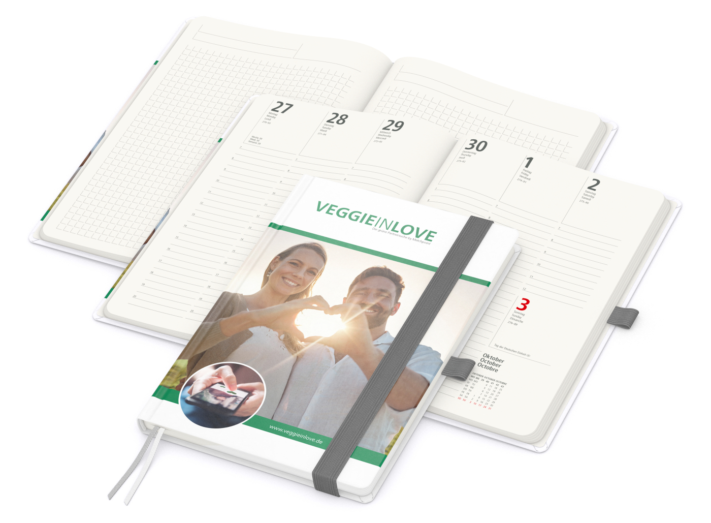 Wochenkalender vorne + Notizen hinten Match-Hybrid RECYCLING Papier-Hardcover A5