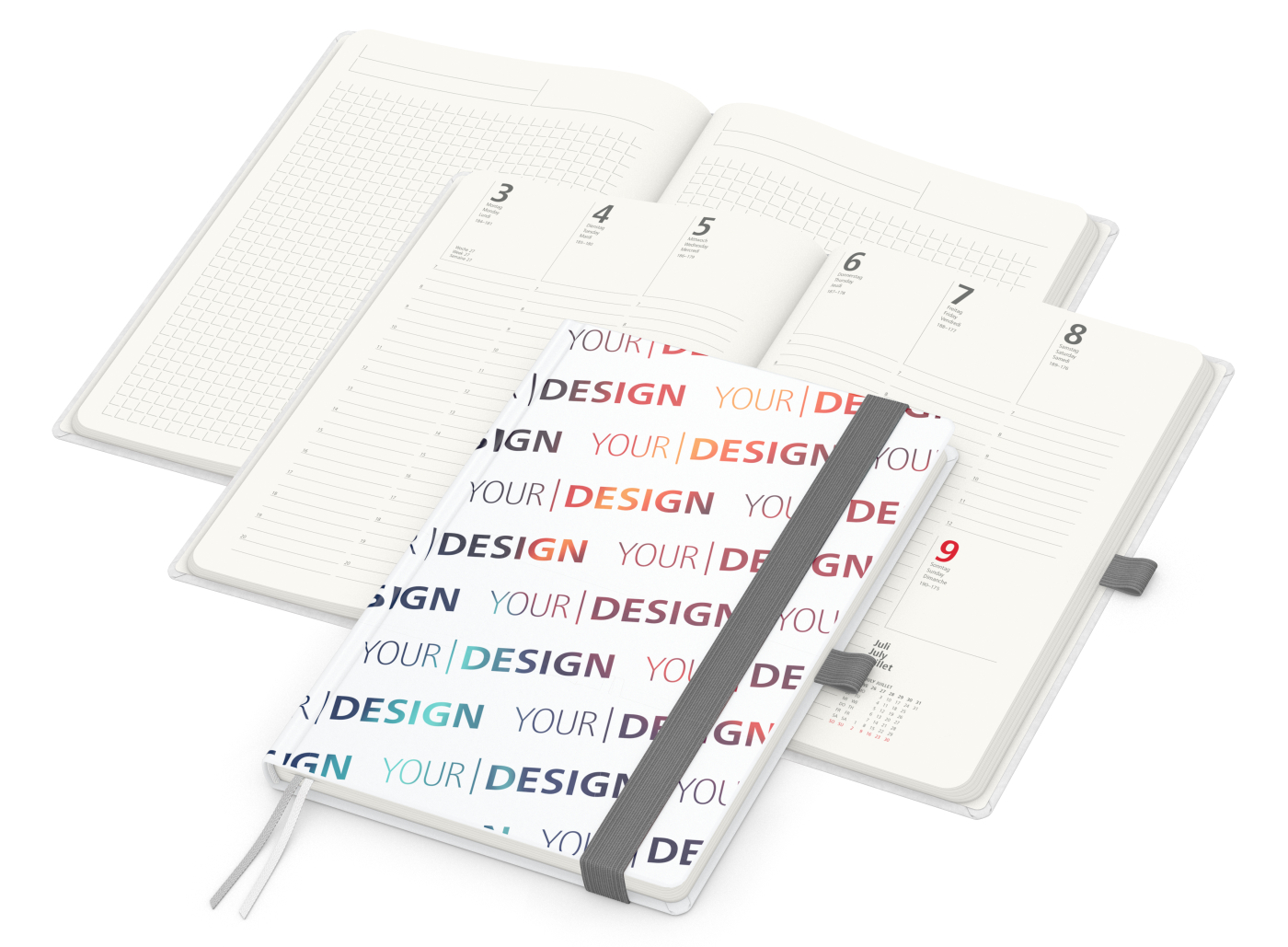 Wochenkalender vorne + Notizen hinten Match-Hybrid RECYCLING Papier-Hardcover A5