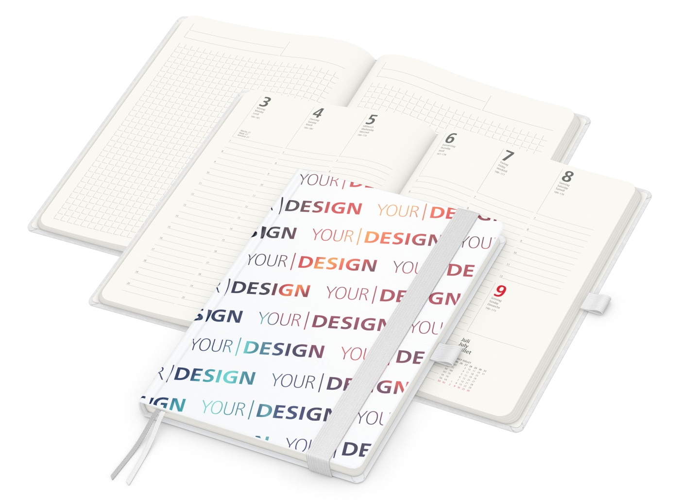 Wochenkalender vorne + Notizen hinten Match-Hybrid RECYCLING Papier-Hardcover A5