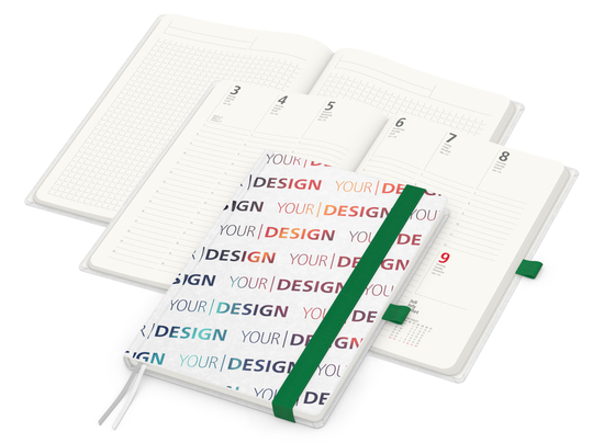 Wochenkalender vorne + Notizen hinten Match-Hybrid RECYCLING Papier-Hardcover A5