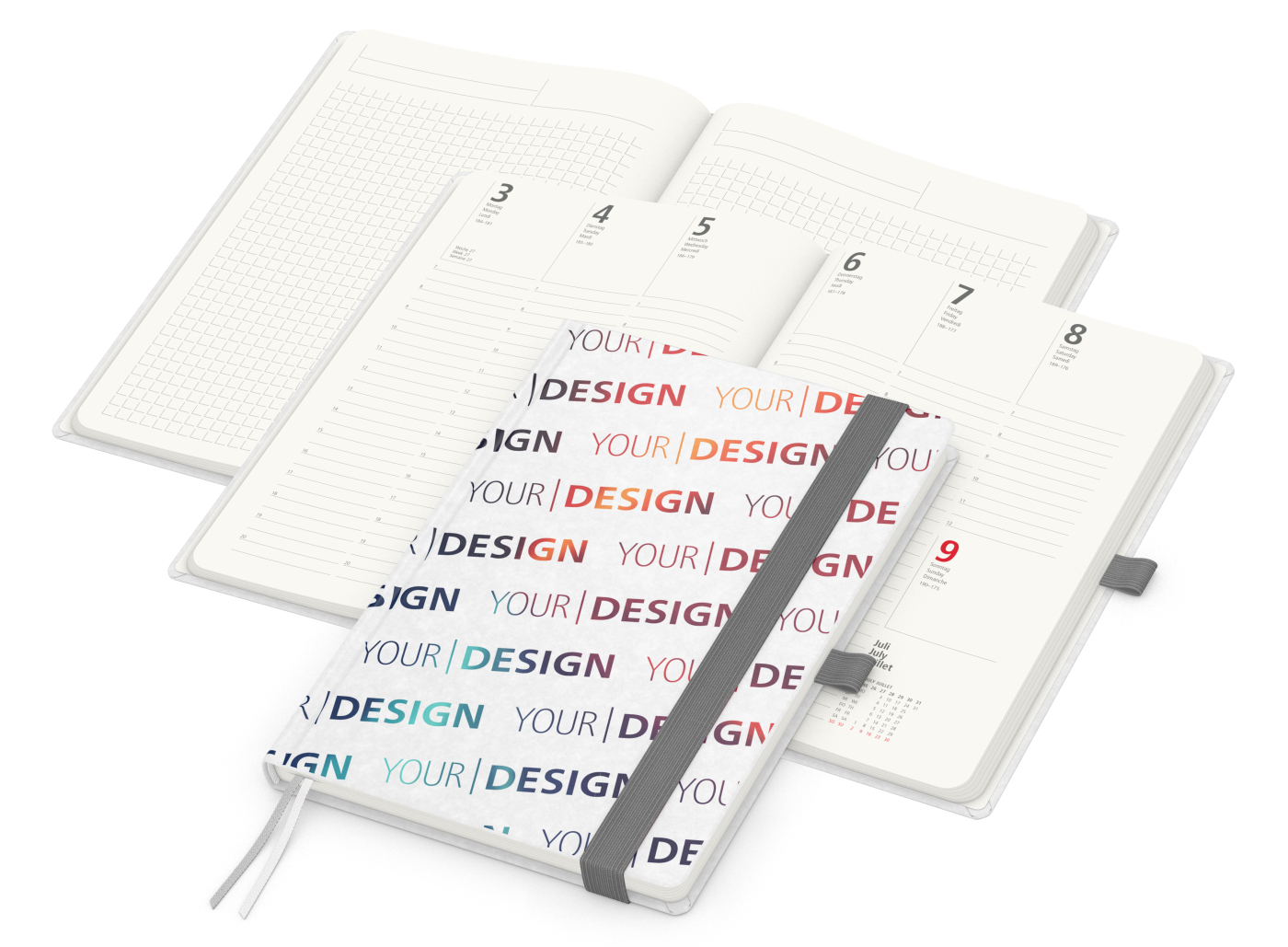 Wochenkalender vorne + Notizen hinten Match-Hybrid RECYCLING Papier-Hardcover A5