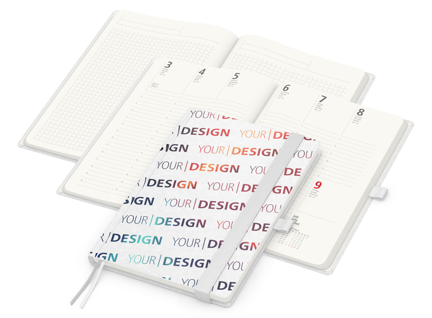 Wochenkalender vorne + Notizen hinten Match-Hybrid RECYCLING Papier-Hardcover A5