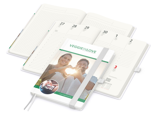 Wochenkalender vorne + Notizen hinten Match-Hybrid RECYCLING Papier-Hardcover A5