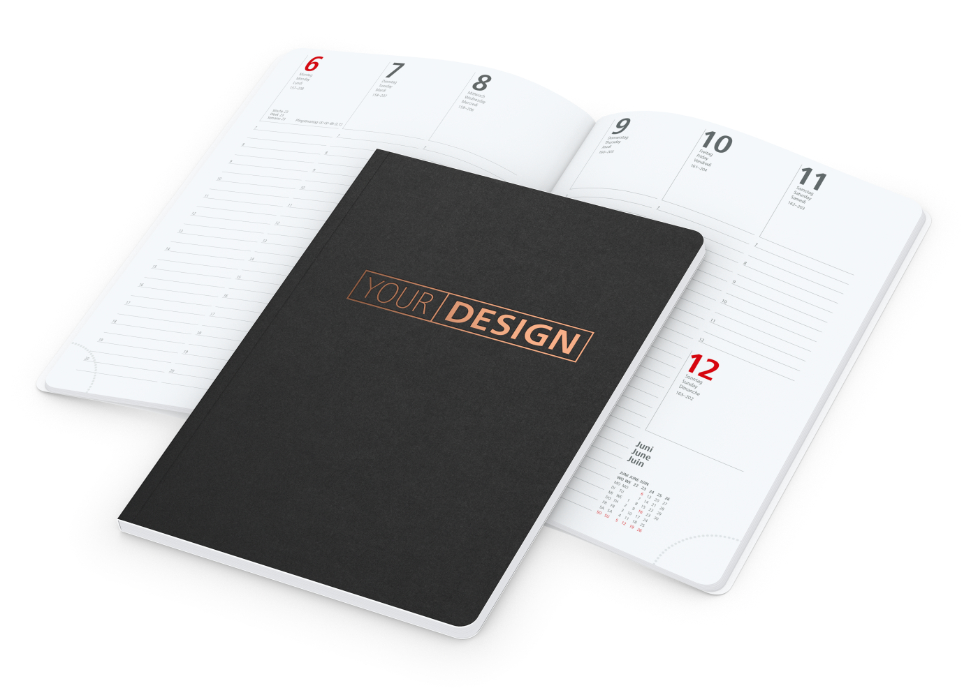 Wochenkalender Prestige-Flexx A5 Naturkarton-Softcover schwarz
