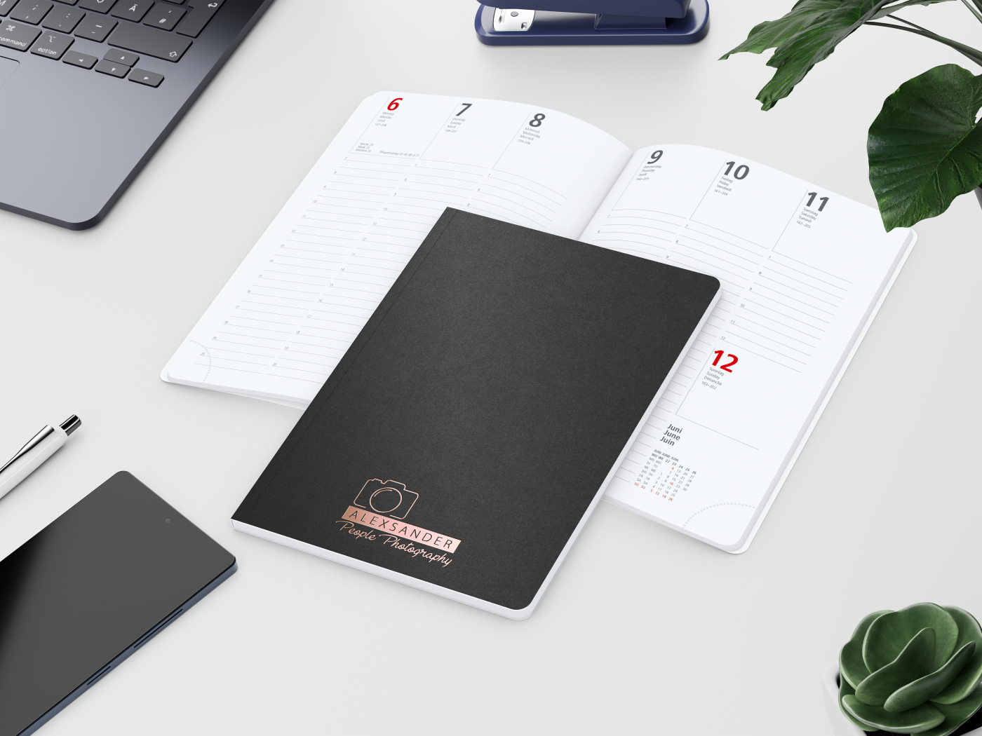 Wochenkalender Prestige-Flexx A5 Naturkarton-Softcover schwarz