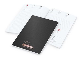Wochenkalender Prestige-Flexx A5 Naturkarton-Softcover schwarz, Kupferprägung inkl.