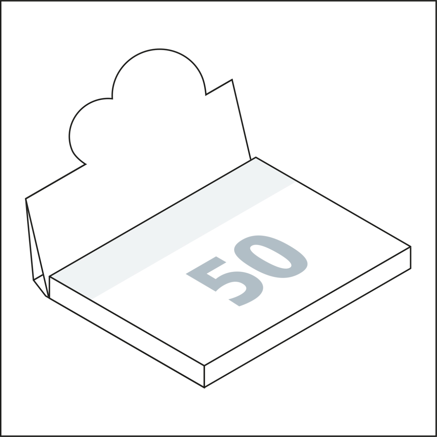 Haftnotizblock Cover Pop-Up Aufsteller formgestanzt Karton-Umschlag