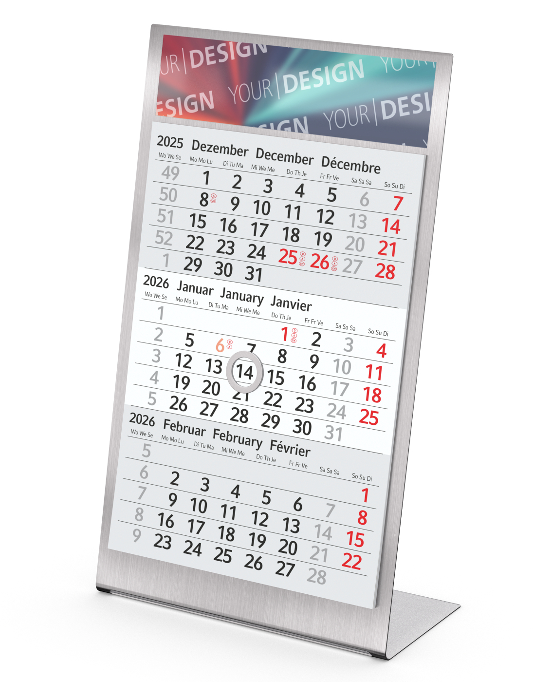 Tischkalender Desktop 3, Jahres-Kalendarium Steel Bestseller