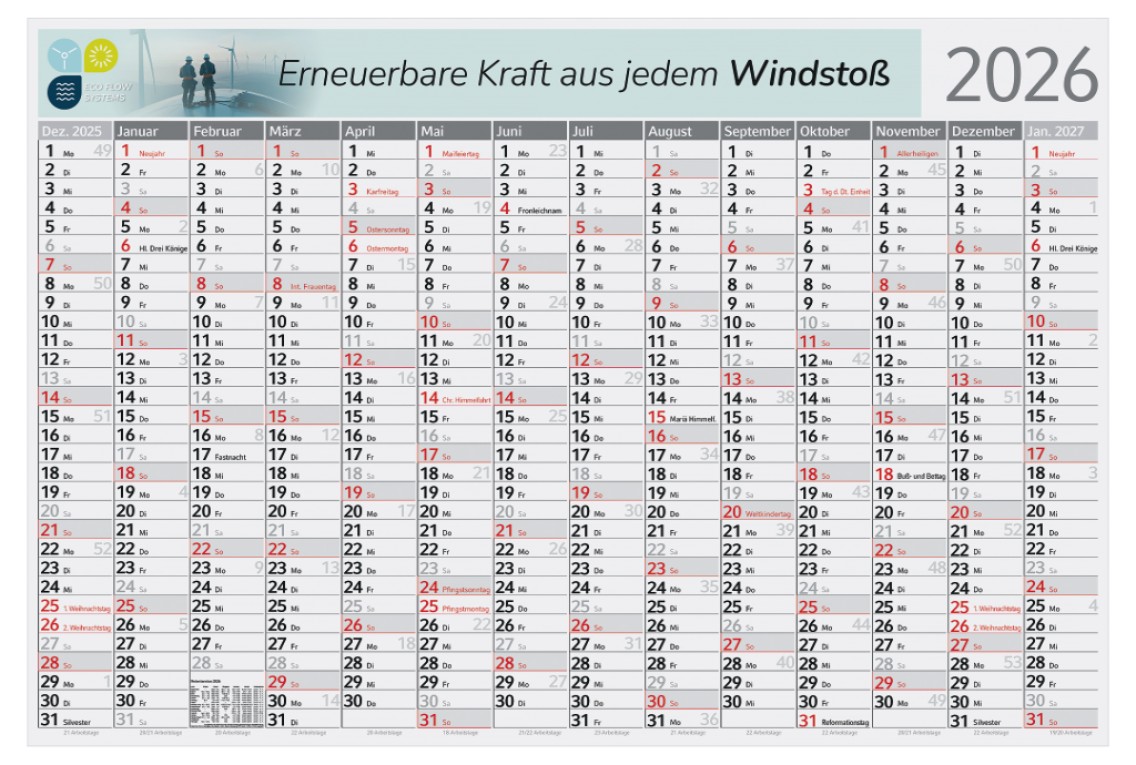 Wandplaner Pure Bamboo green+blue