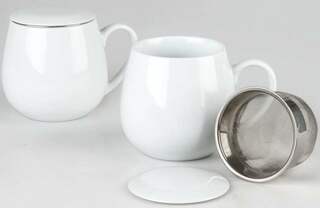 KÖNITZ Porzellan Becher / Tasse KC143 + Sieb + Deckel