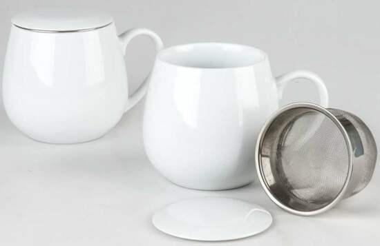 KÖNITZ Porzellan Becher / Tasse KC143 + Sieb + Deckel