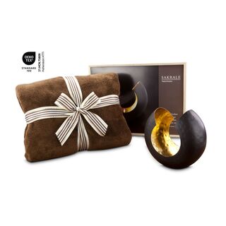 Gemütliche Atmosphäre: ein gold-schimmerndes Teelicht Sakrale von ROMINOX® und eine kuschelige große Fleecedecke (200 x 150 cm)