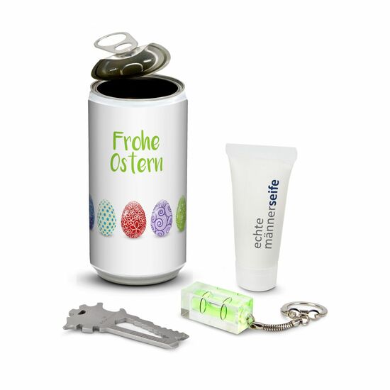 Geschenkset / Präsenteset: Männer-Geheimnis Ostern - Etikett Frohe Ostern - EierReihe 2K1195c