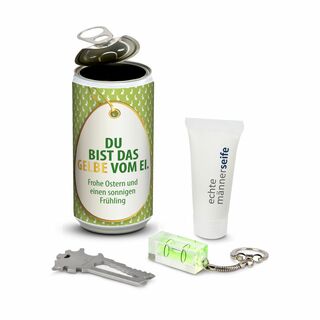 Geschenkset / Präsenteset: Männer-Geheimnis Ostern - Etikett Du bist das Gelbe vom Ei 2K1195d