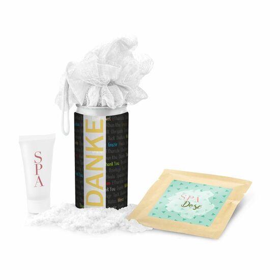 Geschenkset / Präsenteset: SPA Dose - Etikett Danke 2K1223f