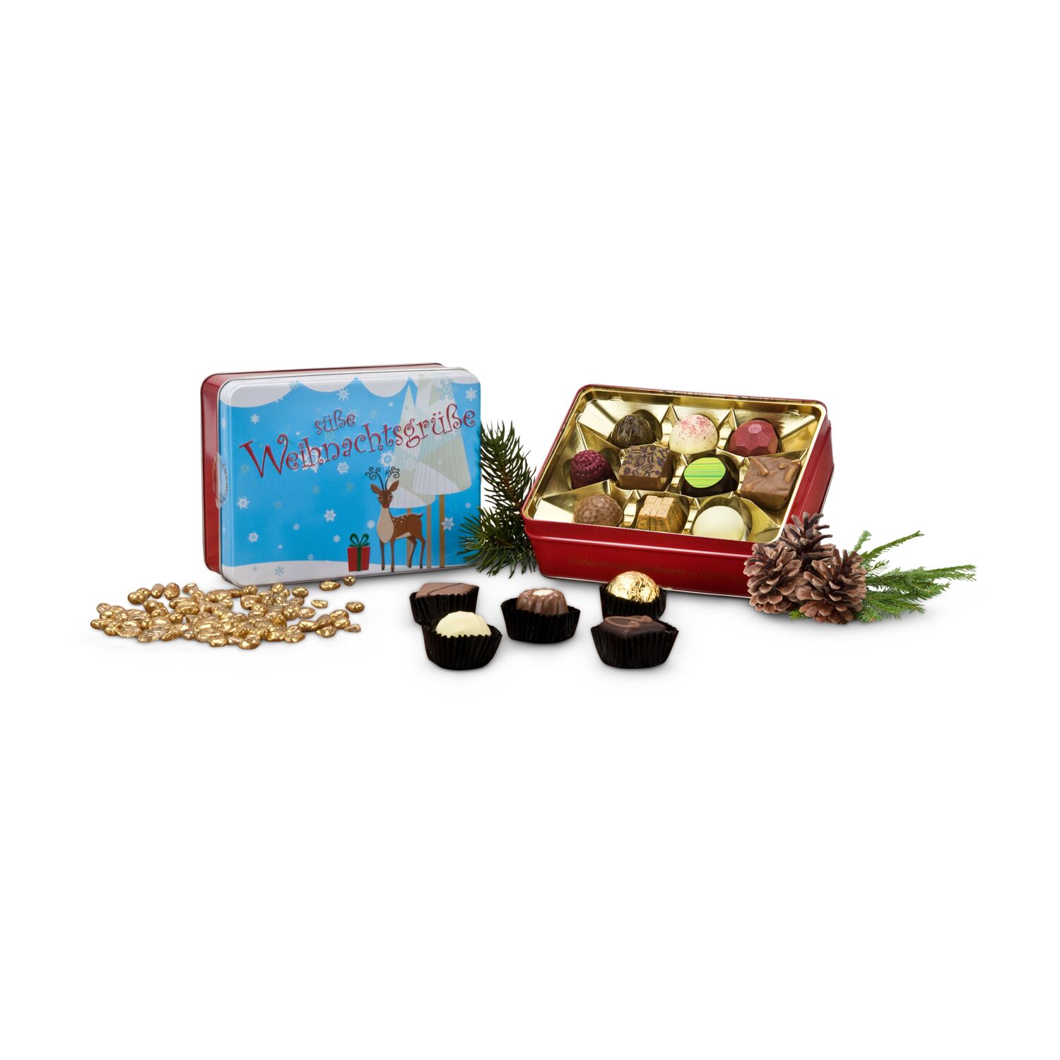 Der Name sagt alles: Süße Weihnachtsgrüße!Verschenken Sie 125 g Trüffel und Pralinen die jedem schmecken.