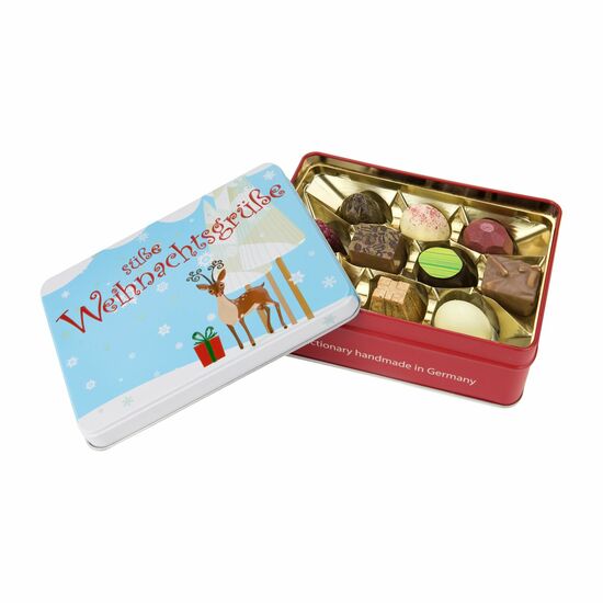 Der Name sagt alles: Süße Weihnachtsgrüße!Verschenken Sie 125 g Trüffel und Pralinen die jedem schmecken.