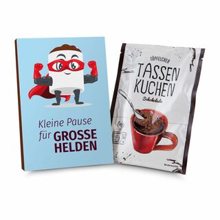 Geschenkartikel: Tassenkuchen 70 g, Pause für große Pflegehelden 2K1357b